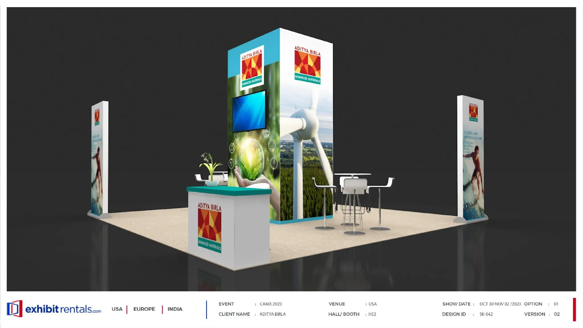 20x20 Island booth design by Exhibit-Rentals